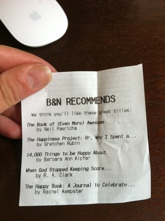 B&N Recommends receipt